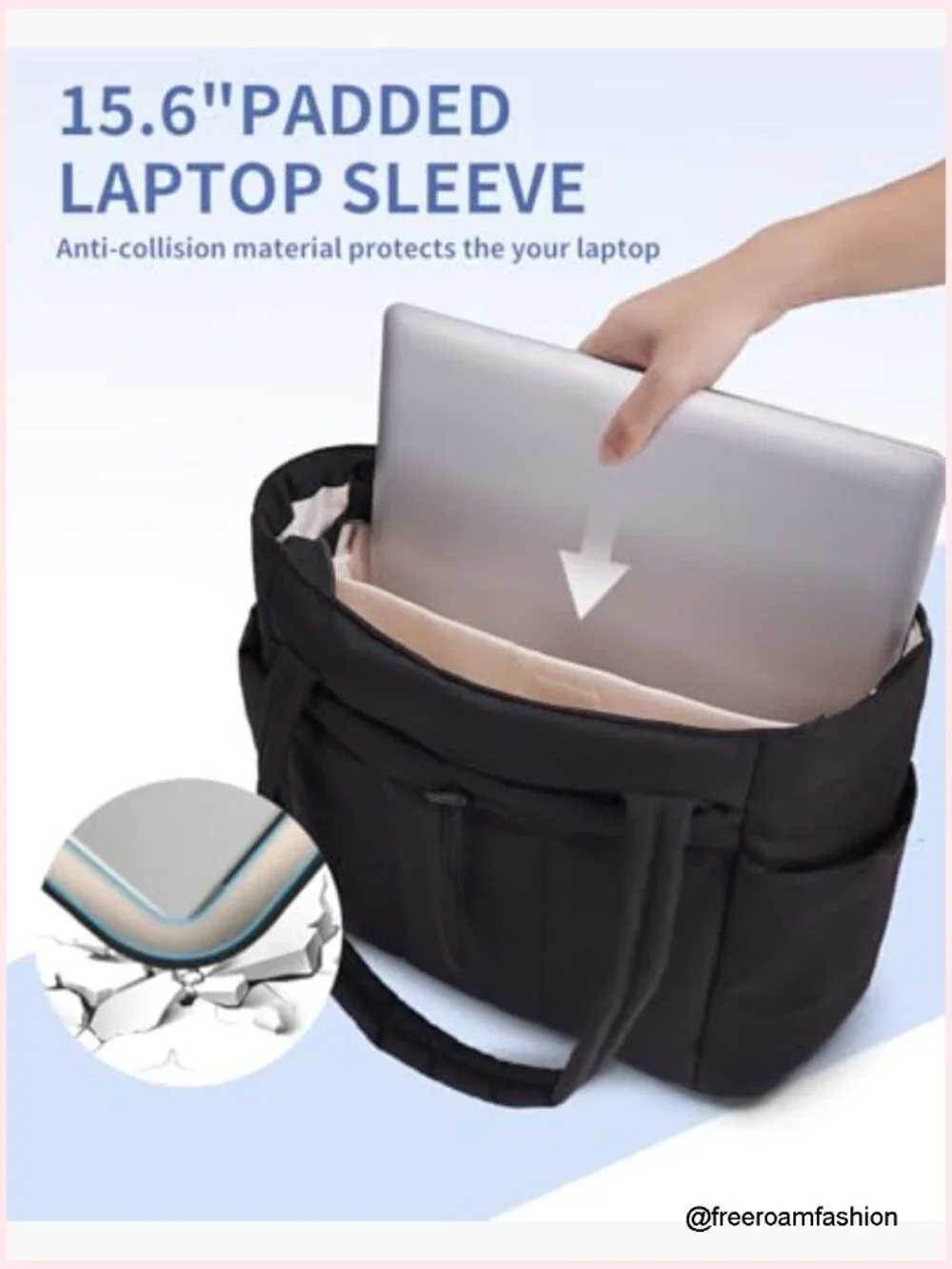 Puffer Tote Bag with Laptop Compartment & Cup Holder